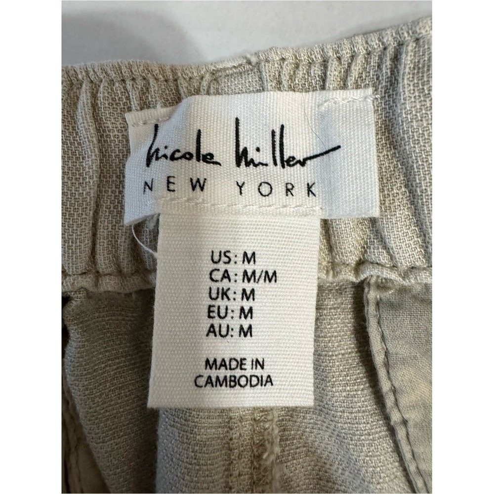 Nicole Miller Womens Linen Cargo Pants Medium Granola Fisherman Coastal Indie - Picture 3 of 5